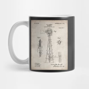 Windmill Patent - Farmer Rancher Country Farmhouse Art - Antique Mug